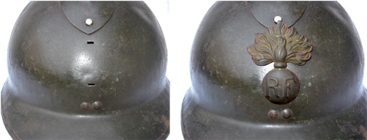 L'avant du cimier est à 72 mm de la visière, l'attribut le chevauche. L'avant du cimier est à 72 mm de la visière, l'attribut le chevauche.